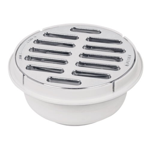 49616 - Coladera de ABS con rejilla cromada 5", 1/4 de vuelta, Foset