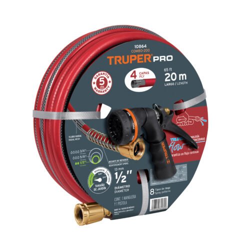 10864 - Combo manguera MAN-20X1/2X y pistola de riego PR-208, Truper