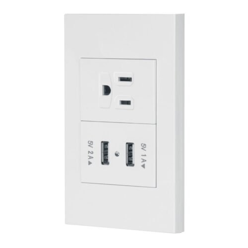 COUSB-EB.jpg 45603 - Placa armada 1contacto, 2puertos USB, 1.5mod,Española,blanco