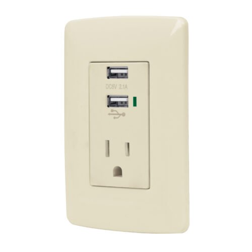 48064 - Contacto aterrizado  2 puertos USB, marfil, línea Italiana