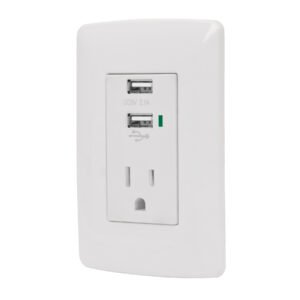 48065 - Contacto aterrizado  2 puertos USB, blanco, línea Italiana