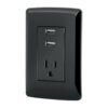 47590 - Contacto aterrizado  2 puertos USB, negro, línea Italiana