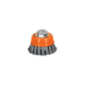 14186 - Carda copa 3" alambre trenzado fino, eje 5/8"-11, Truper
