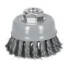 100851 - Carda copa 3" alambre trenzado fino, Multi-rosca, Truper