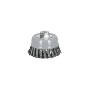 100855 - Carda copa 4" alambre trenzado grueso, Multi-rosca, Truper