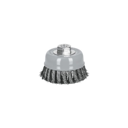 100855 - Carda copa 4" alambre trenzado grueso, Multi-rosca, Truper