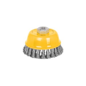 28259 - Carda copa 4" alambre trenzado grueso, eje 5/8"-11, Pretul