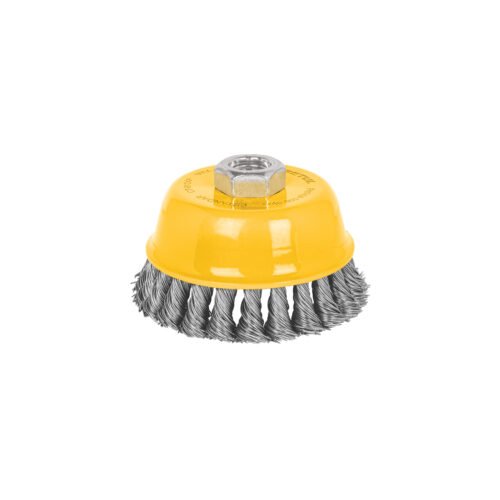 28259 - Carda copa 4" alambre trenzado grueso, eje 5/8"-11, Pretul