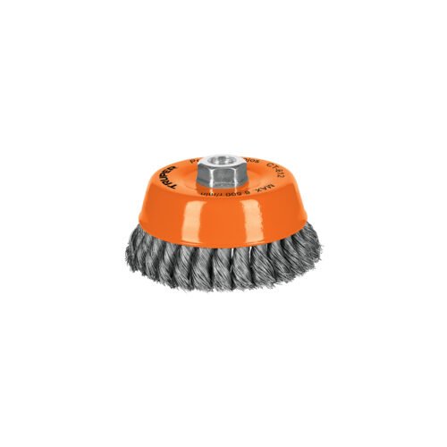 CT-612.jpg 11541 - Carda copa 5" alambre trenzado fino, eje 5/8"-11, Truper