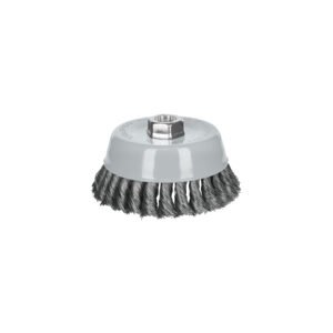 100853 - Carda copa 5" alambre trenzado fino, Multi-rosca, Truper