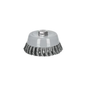 100856 - Carda copa 5" alambre trenzado grueso, Multi-rosca, Truper