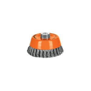 11542 - Carda copa 5" alambre trenzado grueso, eje 5/8"-11, Truper