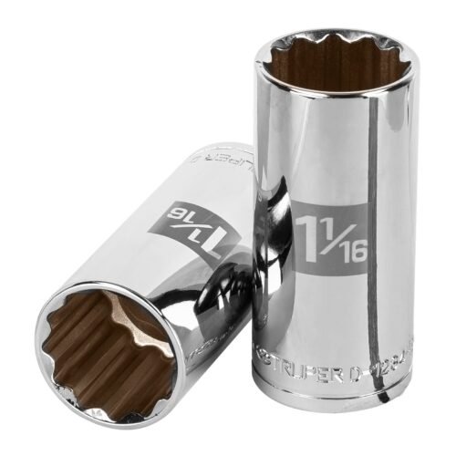 13371 - Dado largo de 1-1/16", 12 puntas, cuadro 1/2", Truper