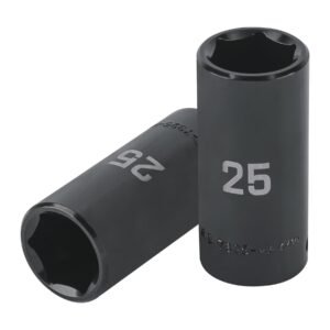 100924 - Dado largo impacto de 25 mm, 6 puntas, cuadro 1/2", Truper
