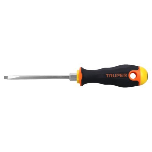 14034 - Desarmador cabinet 3/16" x 4" mango Comfort Grip, Truper