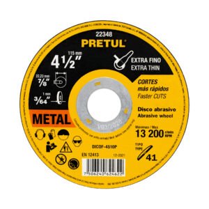 22348 - Disco Tipo 41 de 4-1/2" x 1 mm corte fino de metal, Pretul