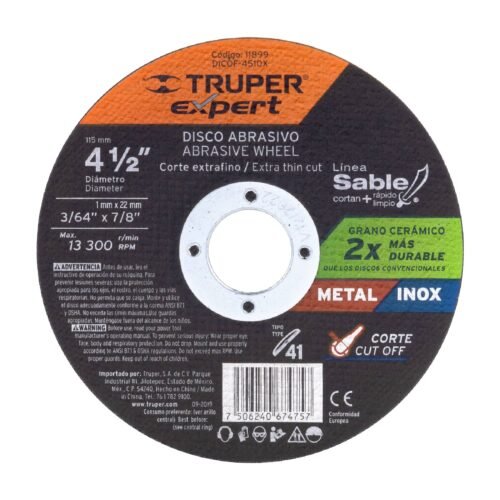 DICOF-4510X.jpg 11899 - Disco Tipo 41 de 4-1/2" x 1 mm corte fino de metal, Expert
