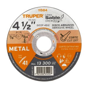 11584 - Disco Tipo 41 de 4-1/2" x 1.2 mm corte fino de metal, Sable