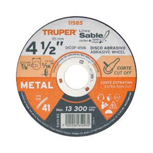 11585 - Disco Tipo 41 de 4-1/2" x 1.6 mm corte fino de metal, Sable