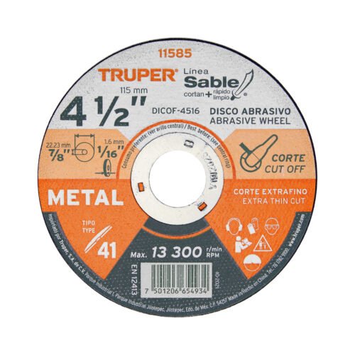 DICOF-4516.jpg 11585 - Disco Tipo 41 de 4-1/2" x 1.6 mm corte fino de metal, Sable