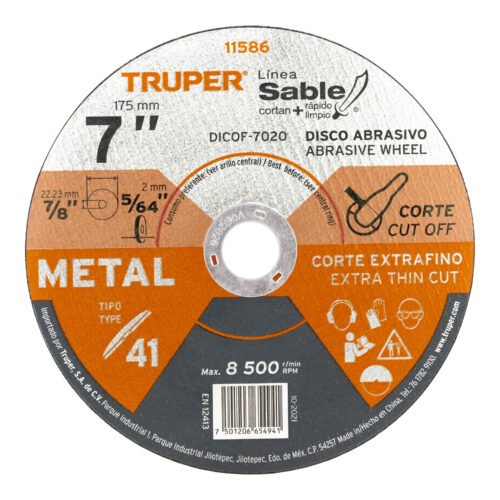 DICOF-7020.jpg 11586 - Disco Tipo 41 de 7" x 2 mm corte fino de metal, Sable