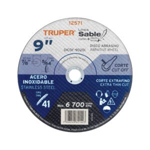 12571 - Disco Tipo 41 de 9" x 2 mm corte fino acero inox, Sable