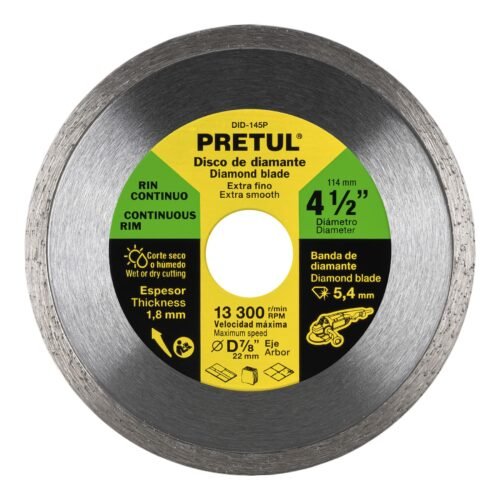 21009 - Disco de diamante de 4-1/2" x 1.8 mm, rin continuo, PRETUL