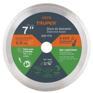 11579 - Disco de diamante de 7" x 2.2 mm, rin continuo, TRUPER