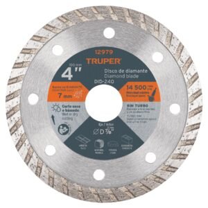 12979 - Disco de diamante de 4" x 2.2 mm, rin turbo, TRUPER