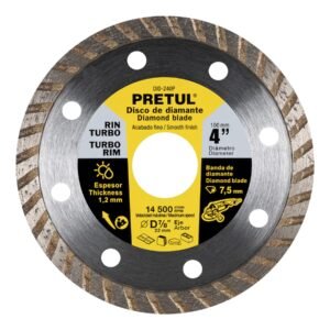 27016 - Disco de diamante de 4" x 1.2 mm, rin turbo, PRETUL