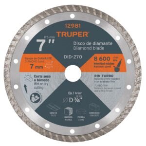 12981 - Disco de diamante de 7" x 2.8 mm, rin turbo, TRUPER