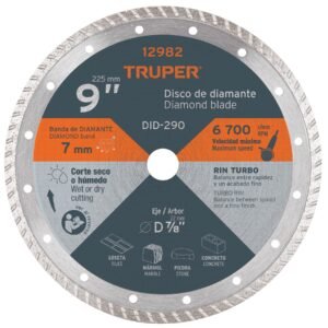 12982 - Disco de diamante de 9" x 3 mm, rin turbo, TRUPER