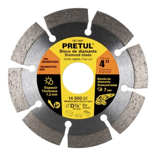 27031 - Disco de diamante de 4" x 1.2 mm rin segmentado, PRETUL