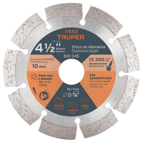 11582 - Disco de diamante de 4-1/2" x 2.1 mm, rin segmentado, TRUPER