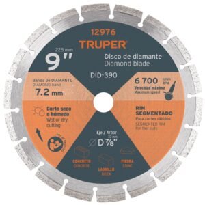 12976 - Disco de diamante de 9" x 2.7 mm, rin segmentado, TRUPER