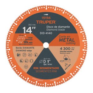 15156 - Disco de diamante de 14" x 4 mm, corte de metal, TRUPER