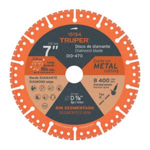 15154 - Disco de diamante de 7" x 2.8 mm, corte de metal, TRUPER