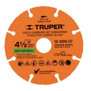 12134 - Disco 4-1/2" multimaterial de carburo de tungsteno, TRUPER