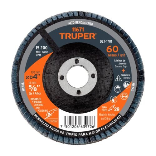 DLT-1701.jpg 11671 - Disco laminado 4", grano 60 centro 5/8", fibra, TRUPER