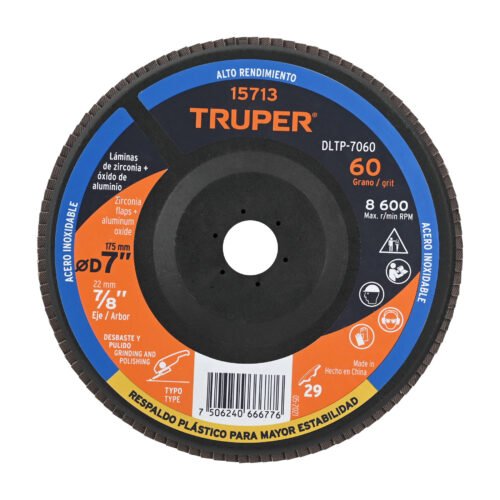 DLTP-7060.jpg 15713 - Disco laminado 7" grano 60 centro 7/8", plástico, TRUPER