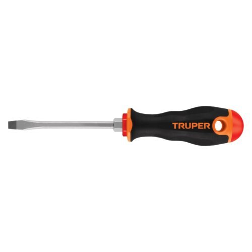 13998 - Desarmador plano 1/4" x 4" mango Comfort Grip, Truper