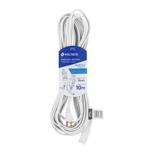 40157 - Extensión eléctrica doméstica 10 m clavija recta, blanca