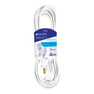40153 - Extensión eléctrica doméstica 4 m clavija recta, blanca
