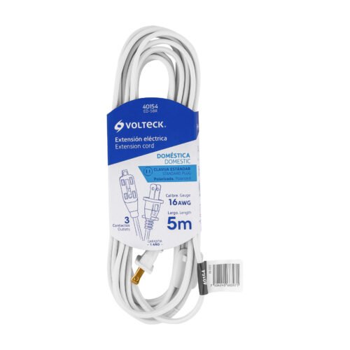 40154 - Extensión eléctrica doméstica 5 m clavija recta, blanca