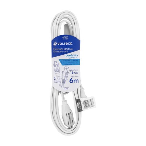 ED-6BR.jpg 40155 - Extensión eléctrica doméstica 6 m clavija recta, blanca