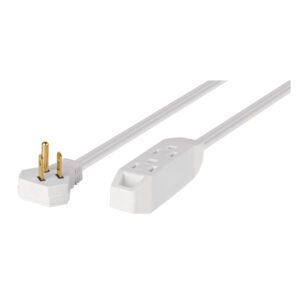 49572 - Extensión doméstica aterrizada 8 m blanca con clavija plana