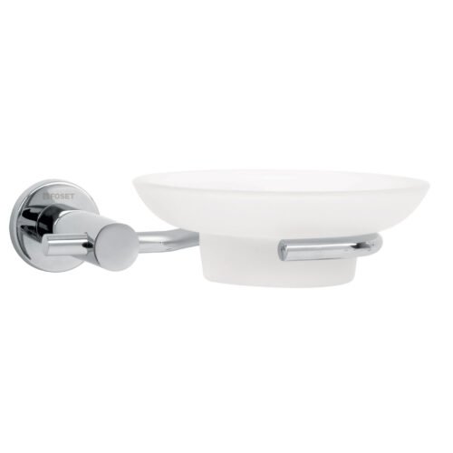 49669 - Jabonera metálica cromo con plato de vidrio, Foset Element