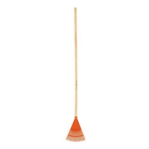 14345 - Escoba plástica para jardín, rígida, 15 dientes, mango 48"