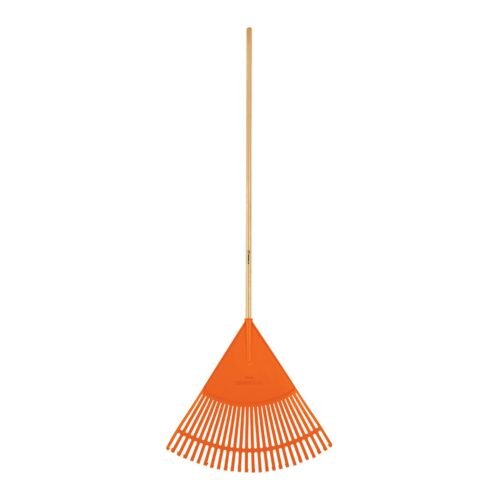 19787 - Escoba plástica para jardín, flexible, 26 dientes, mango 48"