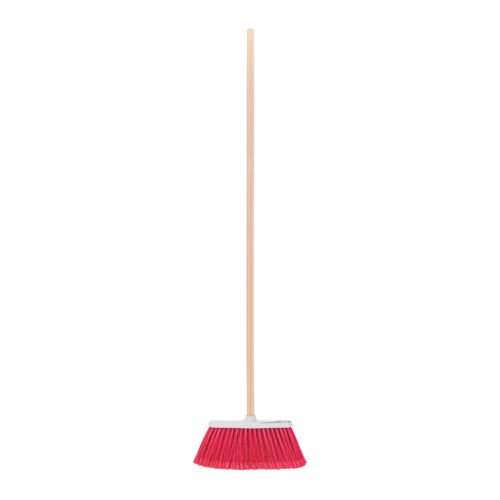 57054 - Escoba mediana tipo cepillo, cerdas de PVC, bastón de madera